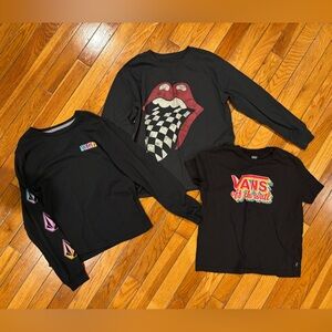 Vans, Volcom, and Gap Black Graphic Tee Bundle